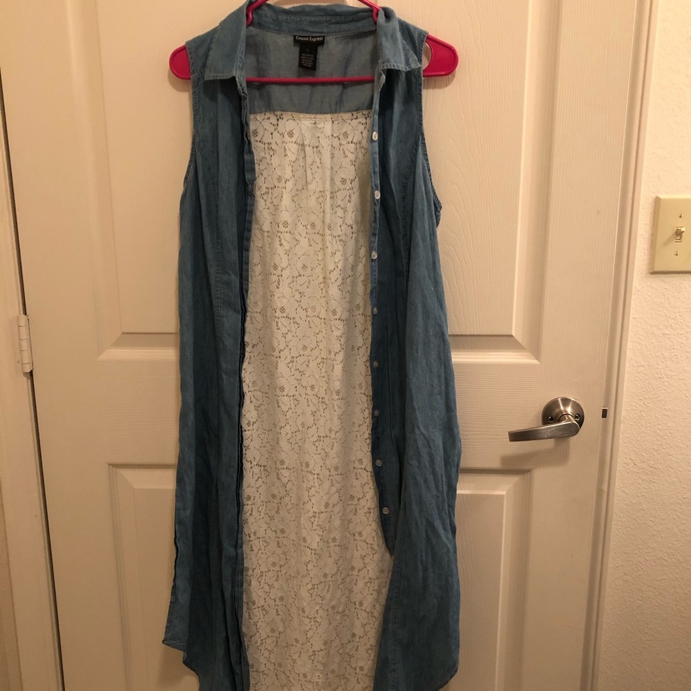 Long vest, half jean half lace like.